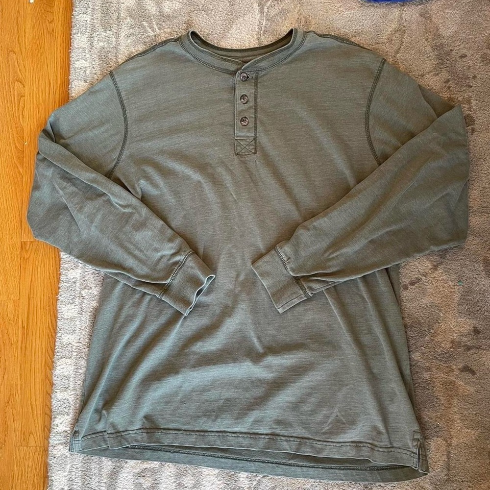 Men's Green Henley Shirt Rugged Trails